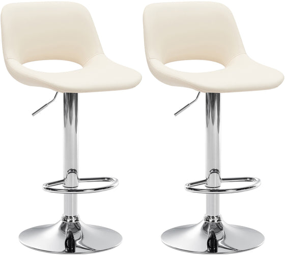 Set de 2 Taburetes de Bar con Respaldo 106 Polipiel Crema