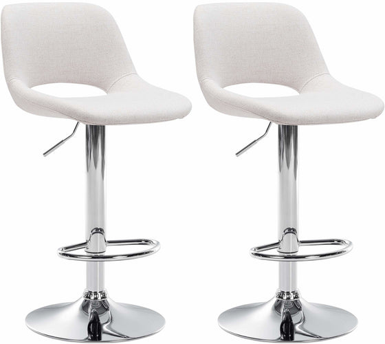 Set de 2 Taburetes de Bar con Respaldo 106 Tela Crema