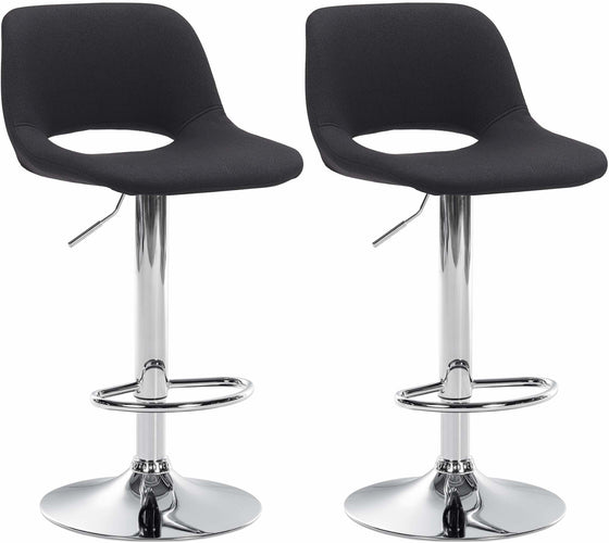 Set de 2 Taburetes de Bar con Respaldo 106 Tela Negro