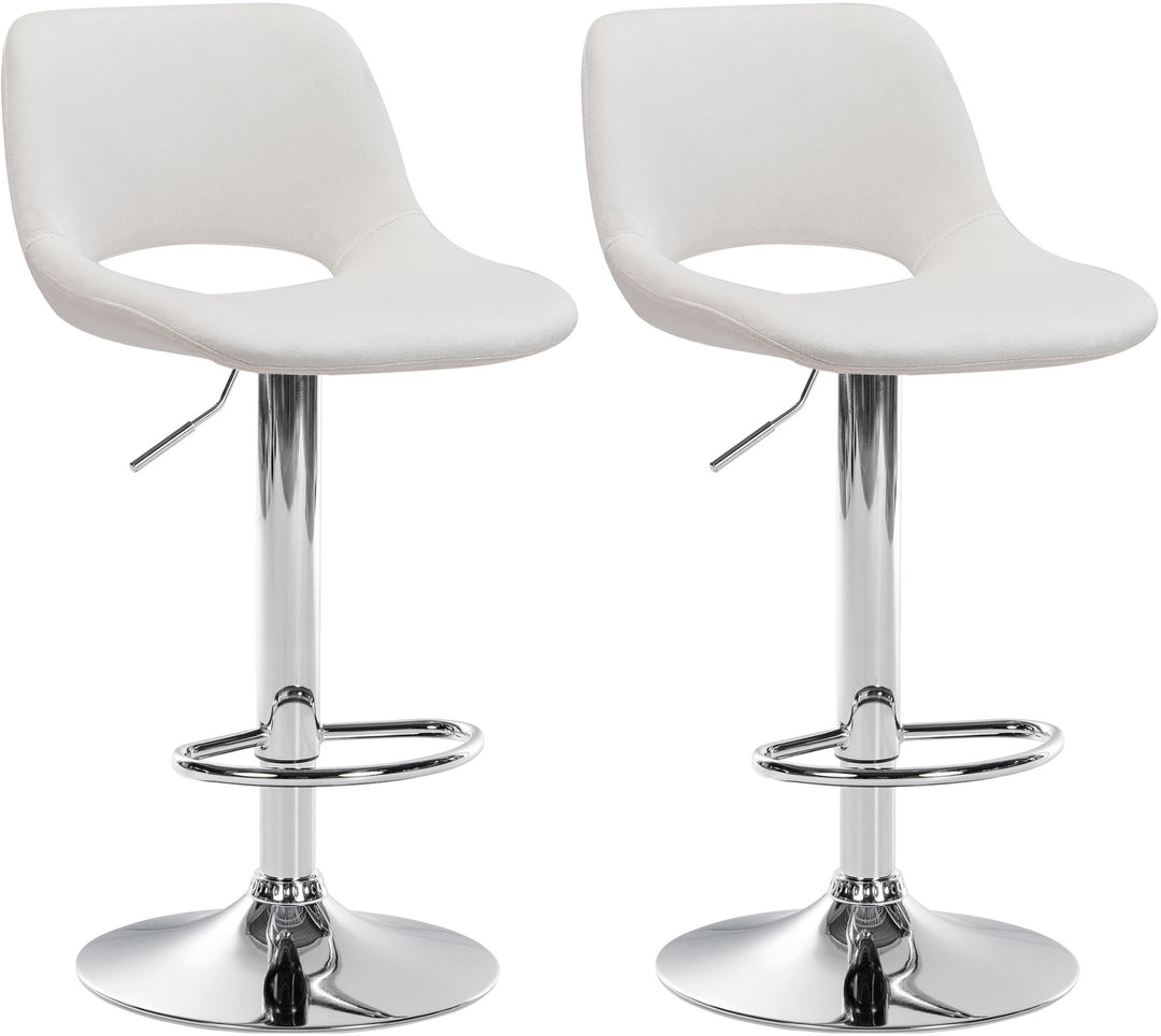 Set de 2 Taburetes de Bar con Respaldo 106 Terciopelo Crema