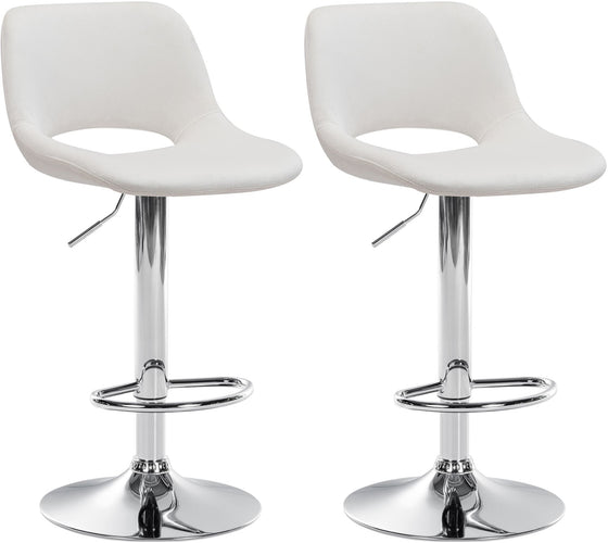 Set de 2 Taburetes de Bar con Respaldo 106 Terciopelo Crema