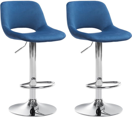 Set de 2 Taburetes de Bar con Respaldo 106 Terciopelo Azul