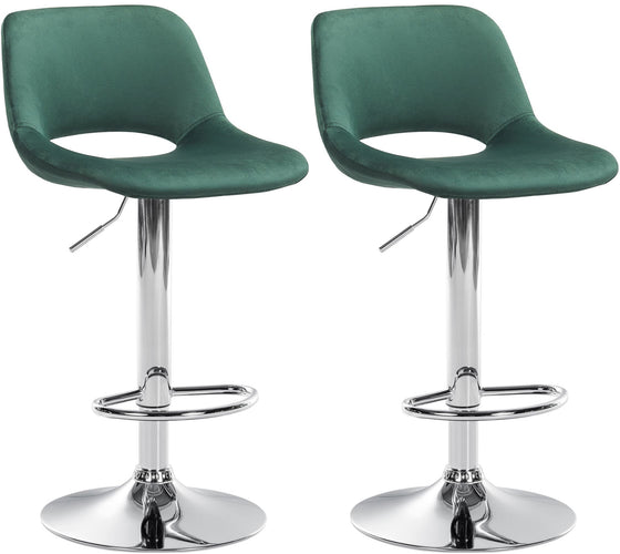 Set de 2 Taburetes de Bar con Respaldo 106 Terciopelo Verde