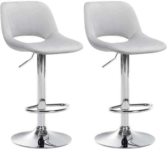 Set de 2 Taburetes de Bar con Respaldo 106 Terciopelo Gris claro