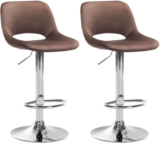 Set de 2 Taburetes de Bar con Respaldo 106 Terciopelo Marrón