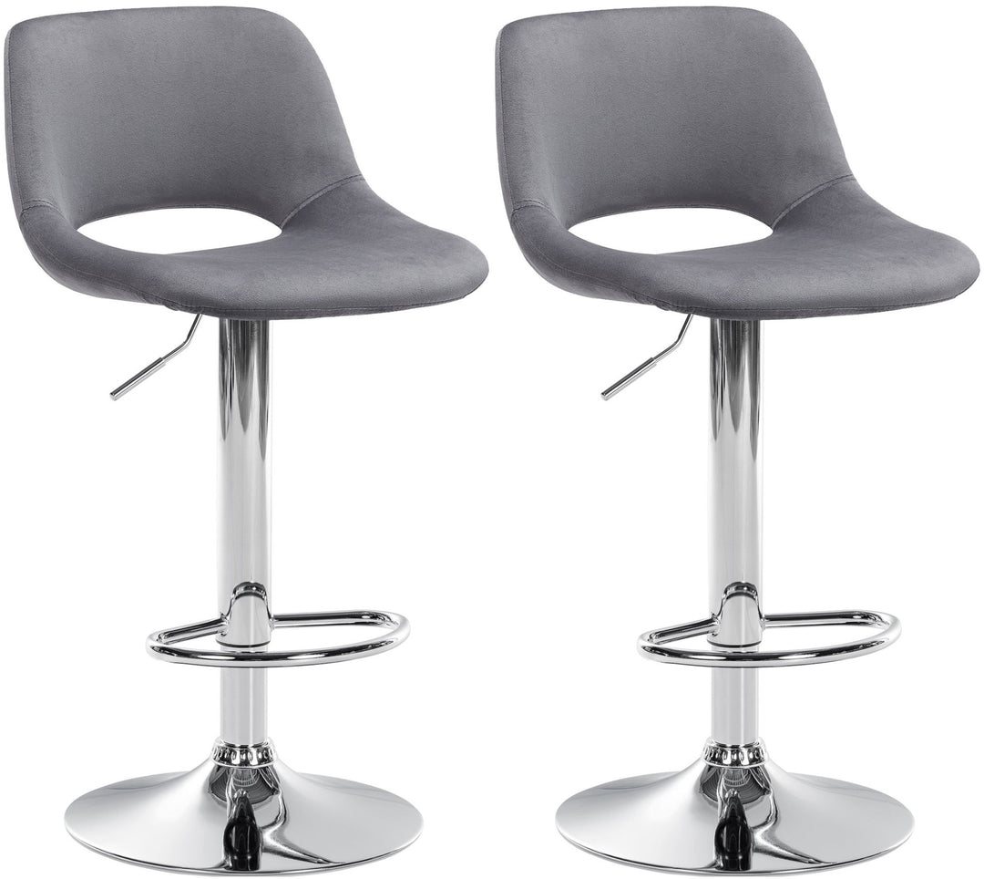 Set de 2 Taburetes de Bar con Respaldo 106 Terciopelo Gris oscuro
