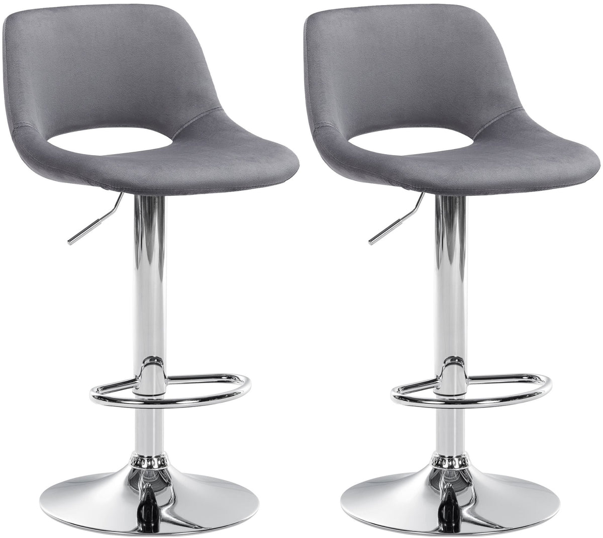 Set de 2 Taburetes de Bar con Respaldo 106 Terciopelo Gris oscuro