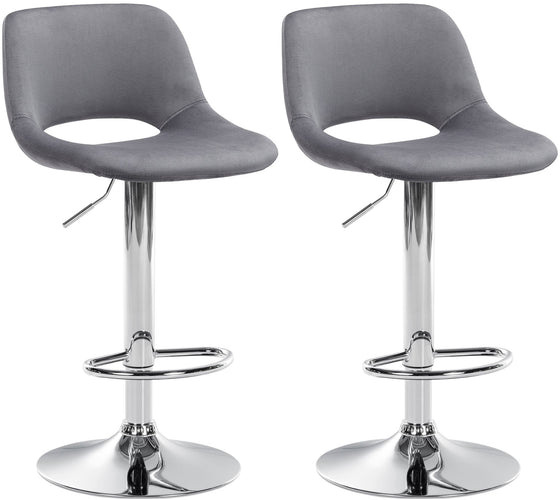 Set de 2 Taburetes de Bar con Respaldo 106 Terciopelo Gris oscuro