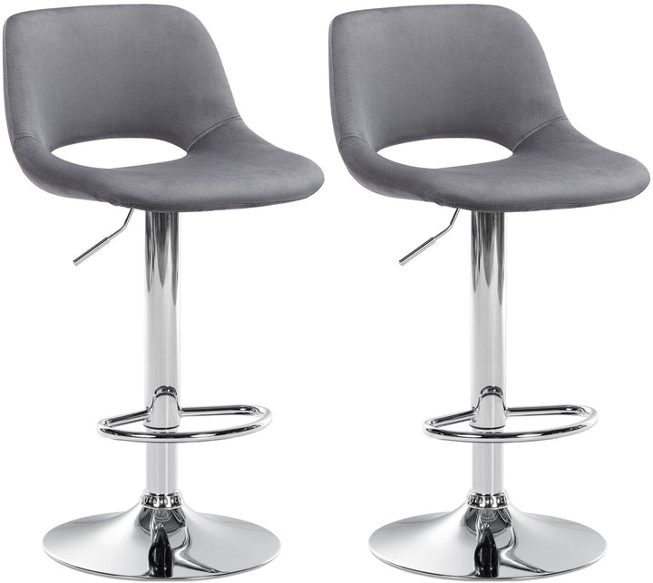 Set de 2 Taburetes de Bar con Respaldo 106 Terciopelo Gris oscuro