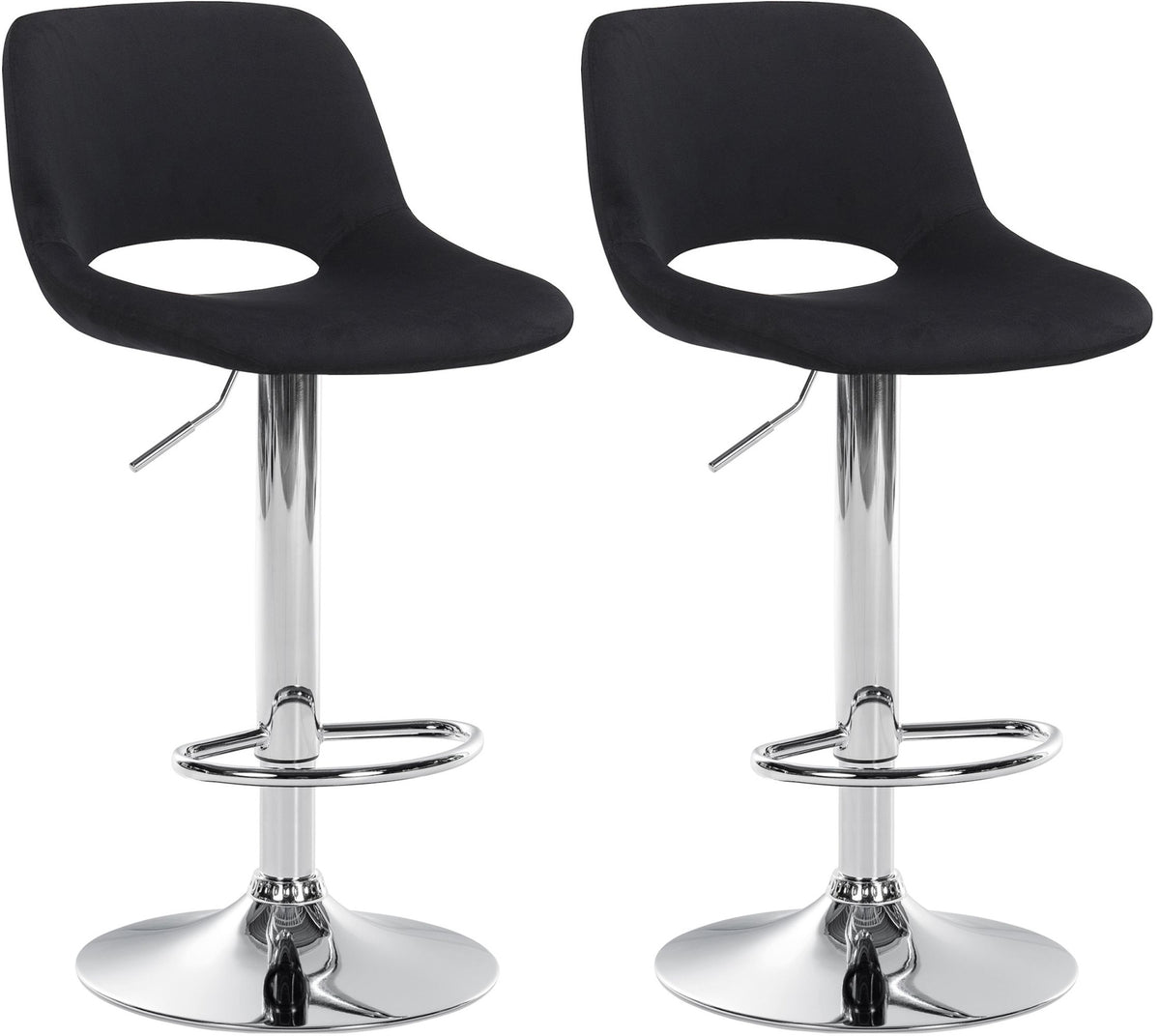 Set de 2 Taburetes de Bar con Respaldo 106 Terciopelo Negro