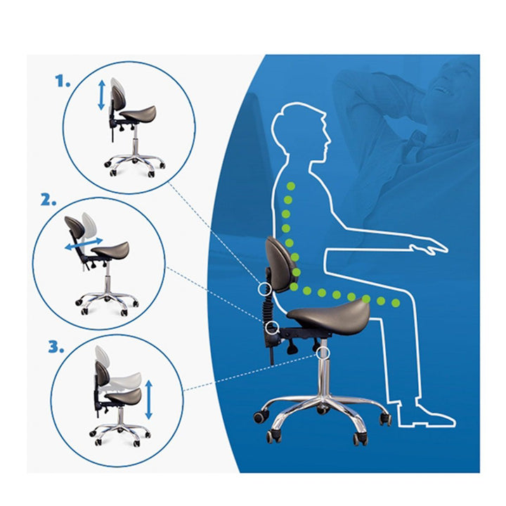 Taburete Ergonómico con Ruedas y Respaldo Giovanni 1004 Negro - imagen 11